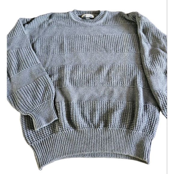 Vintage 90's Thorton Bay Blue Cotton Sweater sz M Navy Men's Fall Winter - Picture 2 of 7